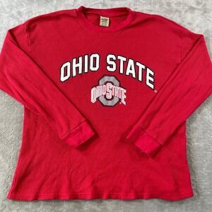 Ohio State Buckeyes Shirt Vintage Mens XL Red Waffle Knit Football College NCAA